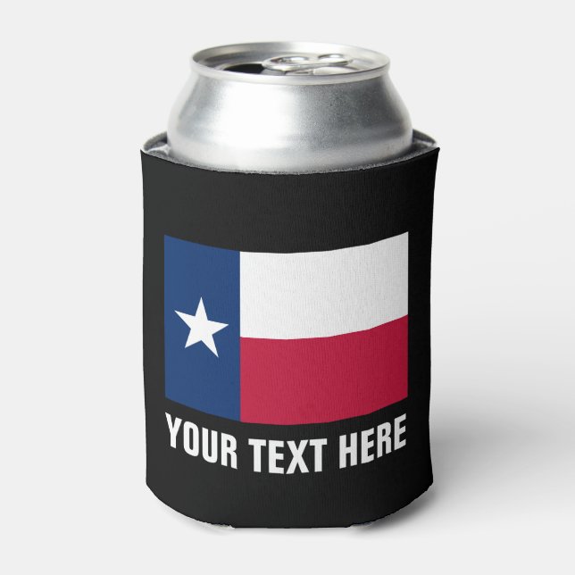 Texas flag can coolers | Texan pride beer holder (Can Front)