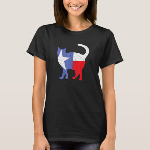 Texas Flag Cat Silhouette Proud Texan Patriotic Ca T-Shirt
