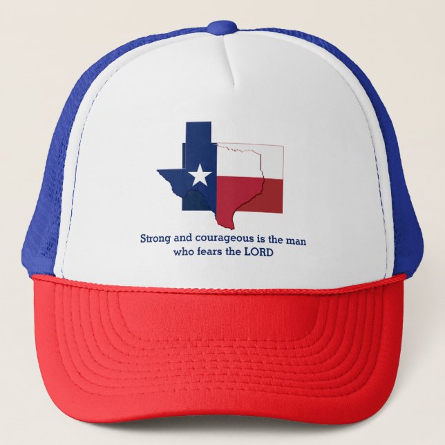 TEXAS Flag Christian Scripture Personalised Trucker Hat (Front)