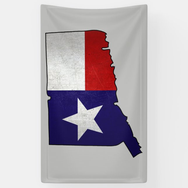 Texas flag Connecticut outline banner (Vertical)