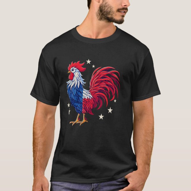 Texas Flag Fan Art Rooster T-Shirt (Front)