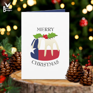 TEXAS FLAG Festive Plum Pudding Christmas Holiday Card
