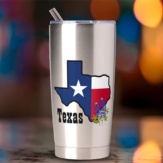Texas Flag & Flower Bluebonnet with Custom Name  Insulated Tumbler (Creator Uploaded)