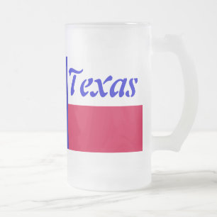 Texas Flag Frosted Glass Beer Mug