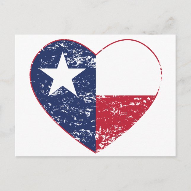 Texas Flag Heart Distressed Postcard (Front)