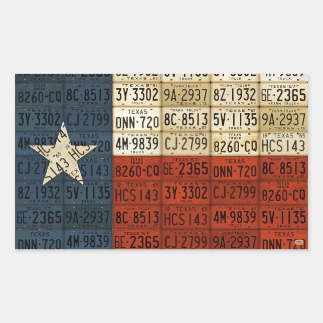 Texas Flag License Plate Art Lone Star Sticker (Front)
