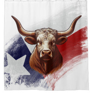 Texas flag & longhorn cow shower curtain