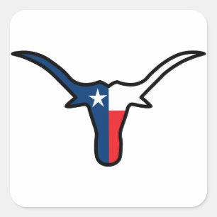 Texas Flag Longhorn Square Sticker