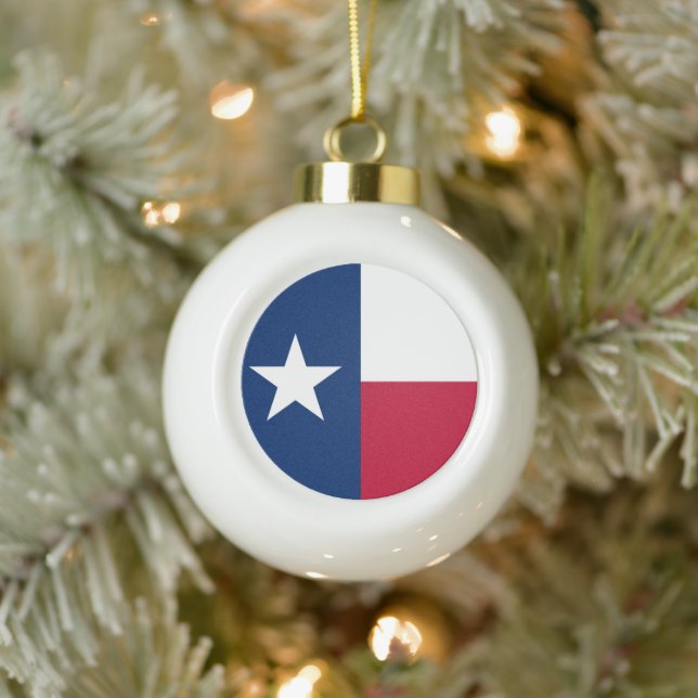 Texas Flag: Longhorns, The Texan Lone Star State Ceramic Ball Christmas Ornament (Tree)