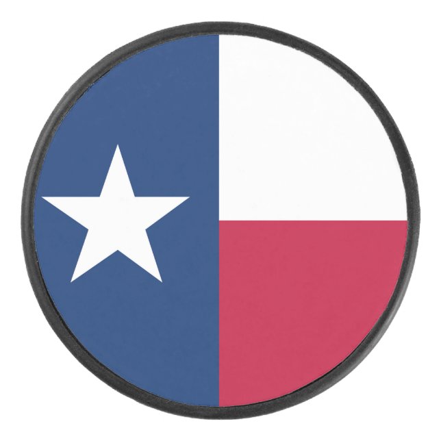 Texas Flag: Longhorns, The Texan Lone Star State Hockey Puck (Front)