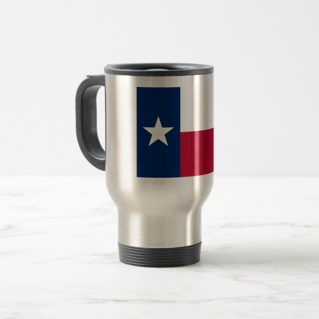 Texas Flag: Longhorns, The Texan Lone Star State Travel Mug (Front Left)