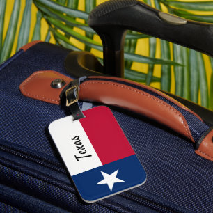 Texas flag luggage tag with card slot