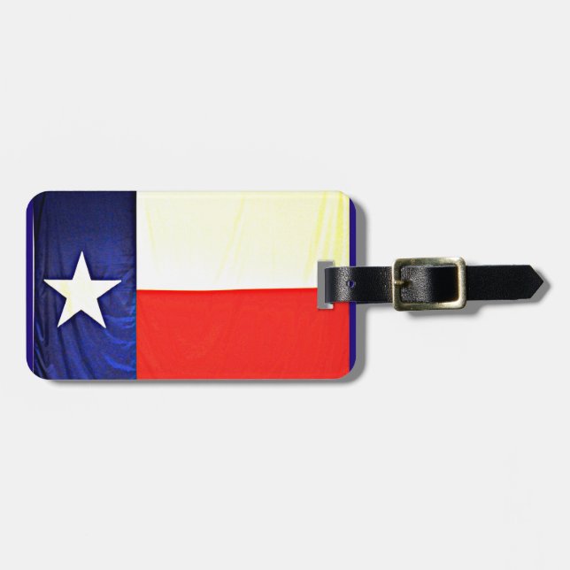 Texas Flag Luggage Tag with Leather Strap (Front Horizontal)