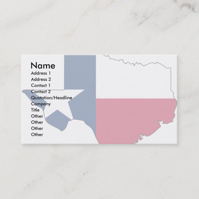 Texas Flag Map Business Card (Front)