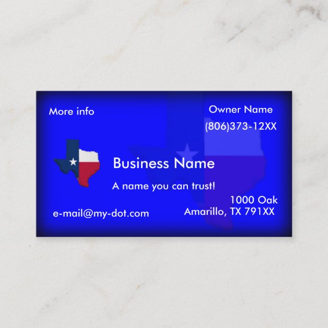 Texas Flag-Map Business Cards (Front)