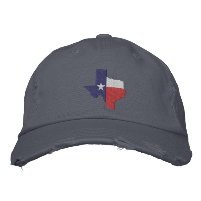 Texas Flag Map Embroidered Hat (Front)