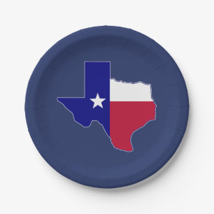 Texas Flag Map Paper Plate