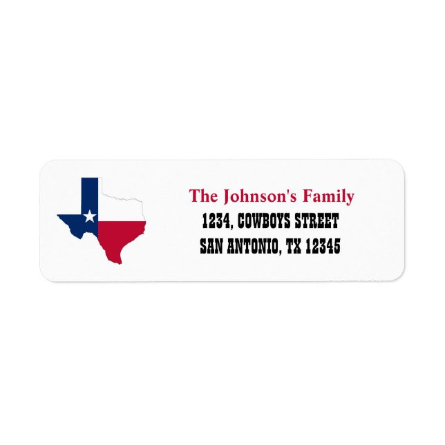 Texas Flag map Return Address Labels (Front)