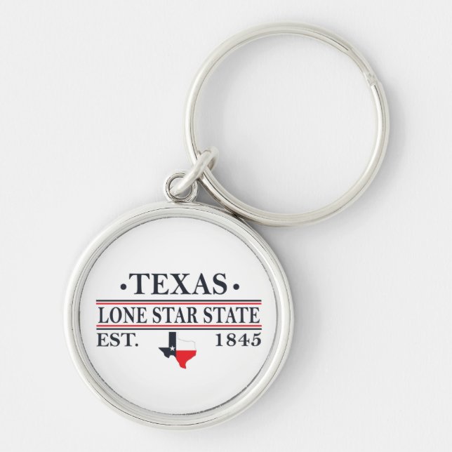 Texas flag map the lone star state key ring (Front)