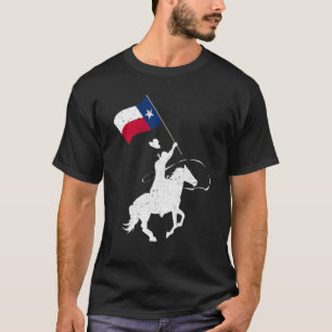 Texas Flag Patriotic Texan Cowboy Horseback Riding T-Shirt