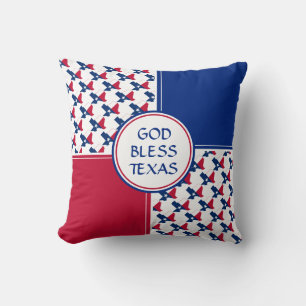TEXAS Flag Patriotic Texan GOD BLESS TEXAS Cushion