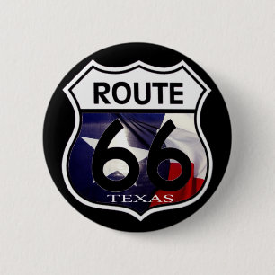 Texas Flag Route 66 Shield 6 Cm Round Badge