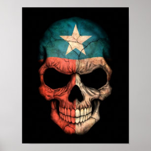 Texas Flag Skull on Black Poster