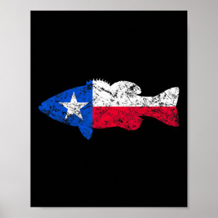 Texas Flag Smallmouth Byb Fishing  Poster