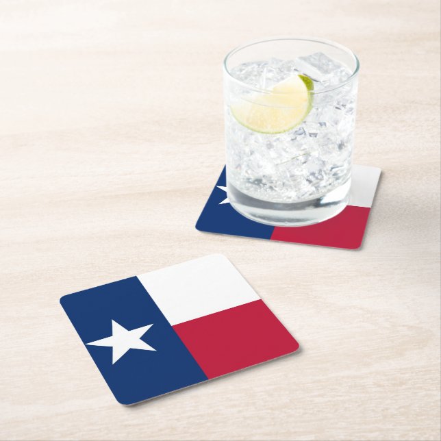 Texas flag square paper coaster (Insitu)