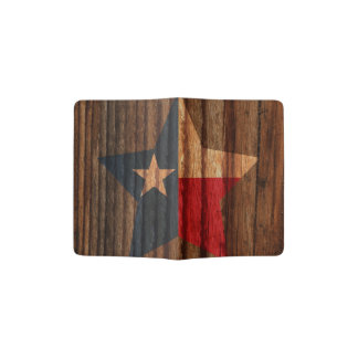 Texas Flag Star on Wood theme Passport Holder