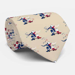 Texas Flag Steer Head W/Hat Boots Rope ANY COLOR Tie