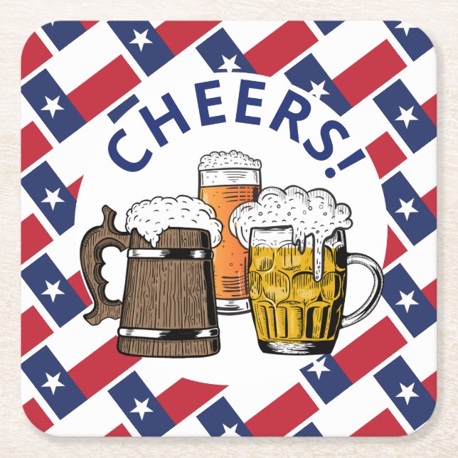 TEXAS FLAG Texan Beer Square Paper Coaster (Front)