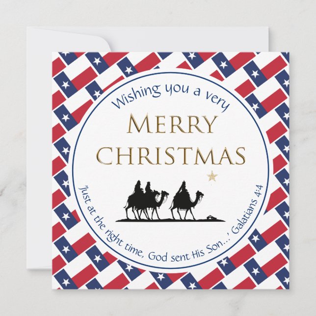 TEXAS FLAG Three Wise Men TEXAN Christmas Holiday Card (Front)