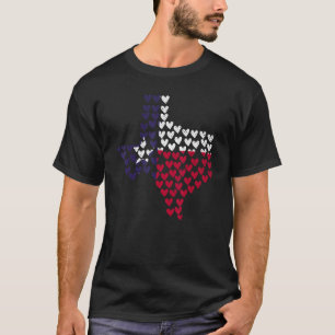 Texas Flag Us State Patriotic Texan Pride Hearts T T-Shirt