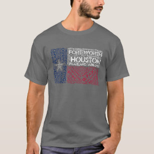 Texas Flag with City Names Word Art T-Shirt