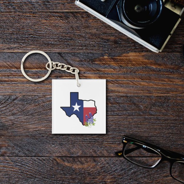 Texas Flag with State Flower Bluebonnet Key Ring (Creator Uploaded)