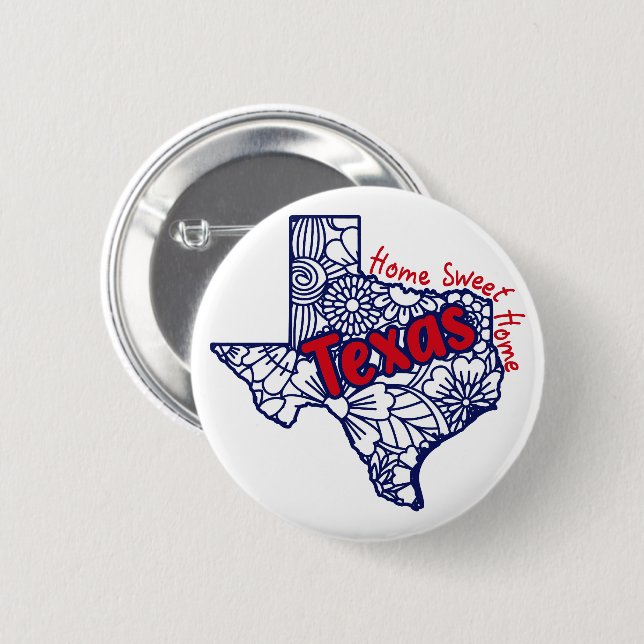 Texas Floral Doodles   6 Cm Round Badge (Front & Back)