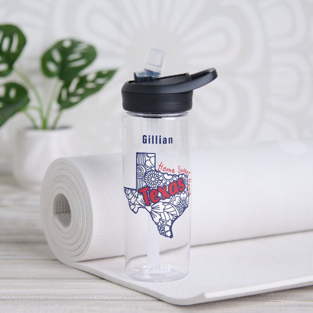 Texas Floral Doodles Personalised Water Bottle (Yoga)