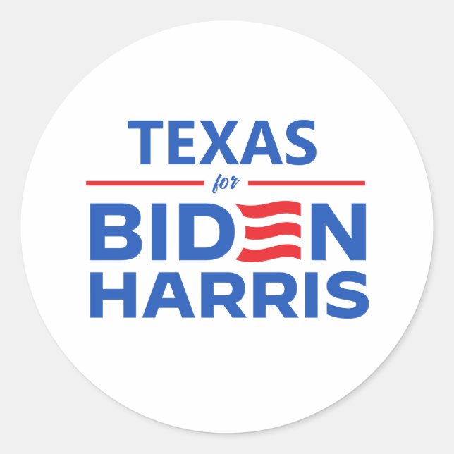 Texas for Biden Harris Classic Round Sticker (Front)