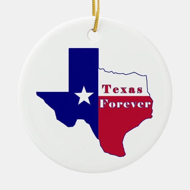 Texas Forever Flag Map Ceramic Tree Decoration (Front)