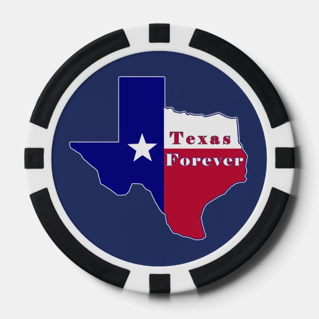 Texas Forever Flag Map Poker Chips (Front)