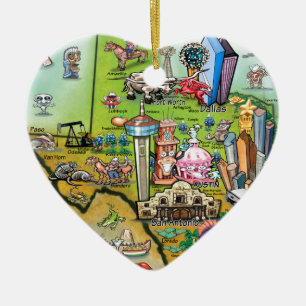 Texas Fun Map Ceramic Tree Decoration