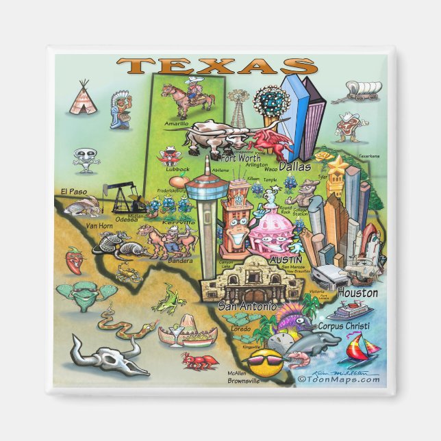 Texas Fun Map Magnet (Front)
