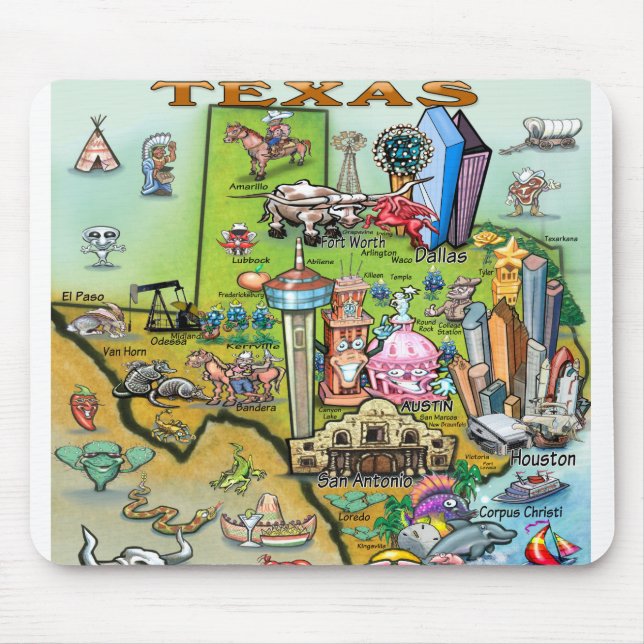 Texas Fun Map Mouse Mat (Front)