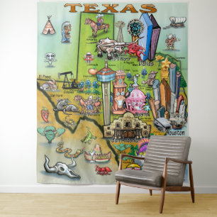 Texas Fun Map Tapestry