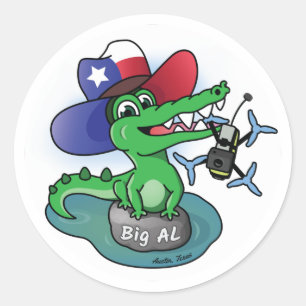 Texas Gator Catches Drone Classic Round Sticker