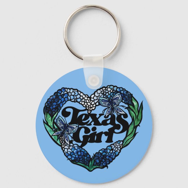 Texas Girl Texas Bluebonnets wildflower texan      Key Ring (Front)