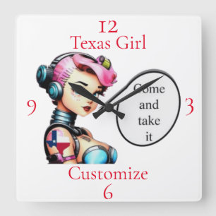 Texas Girl Thunder_Cove  Square Wall Clock