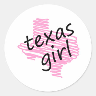Texas Girl with Scribbled Texas Map Classic Round Sticker