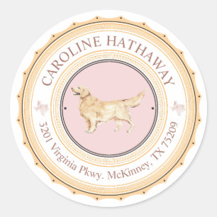 Texas Golden Retriever Dog Return Address Sticker